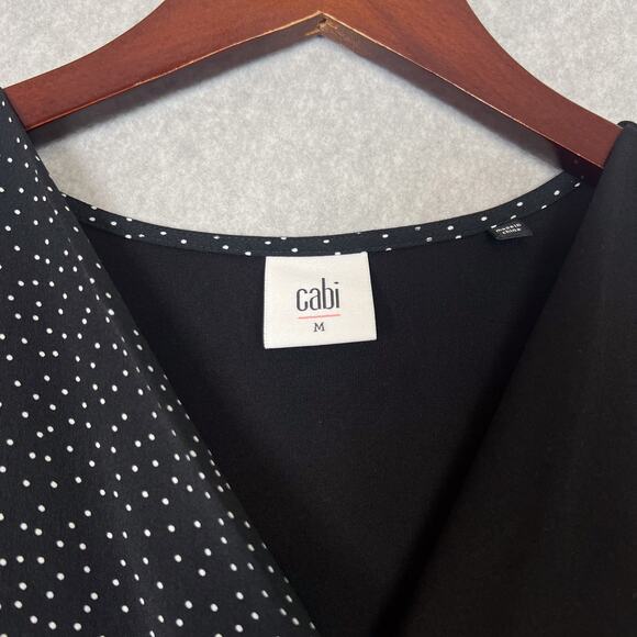 Cabi Black Disco Micro Polka Dot Long Wrap Dress Size Medium Style# 5609 - Picture 4 of 10